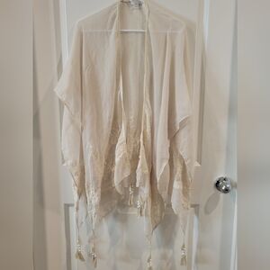 C. Wonder Embroidered Tassle Shawl One Size